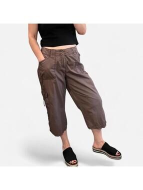Y2K Brown Cargo Capri Pants